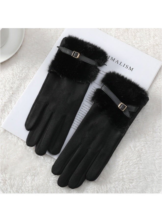 Girl's gloves, winter touch screen, comfortable velvet warm and thick warm gloves, cold and windproof gloves - Image 2